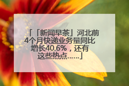 「新闻早茶」河北前4个月快递业务量同比增长40.6%，还有这些热点……