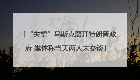 “失望”马斯克离开特朗普政府 媒体称当天两人未交谈