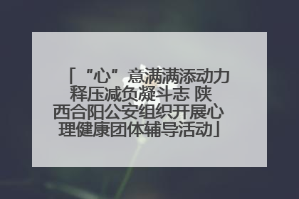 “心”意满满添动力 释压减负凝斗志 陕西合阳公安组织开展心理健康团体辅导活动
