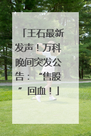 王石最新发声！万科晚间突发公告：“售股”回血！