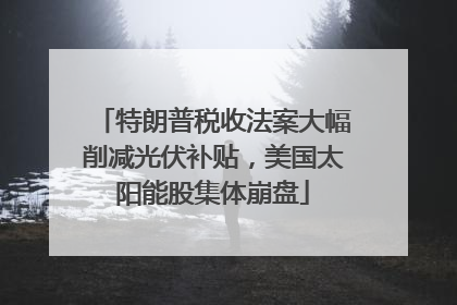 特朗普税收法案大幅削减光伏补贴，美国太阳能股集体崩盘