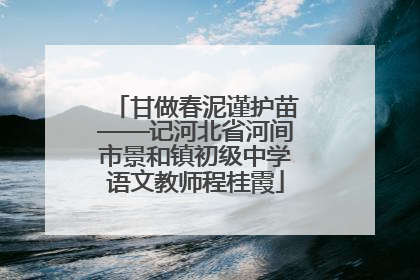 甘做春泥谨护苗——记河北省河间市景和镇初级中学语文教师程桂霞
