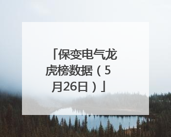 保变电气龙虎榜数据（5月26日）