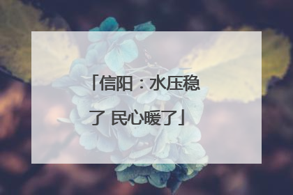 信阳：水压稳了 民心暖了