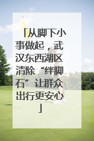 从脚下小事做起，武汉东西湖区清除“绊脚石”让群众出行更安心