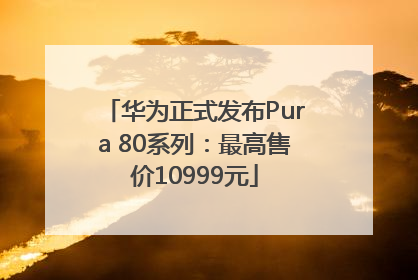 华为正式发布Pura 80系列：最高售价10999元