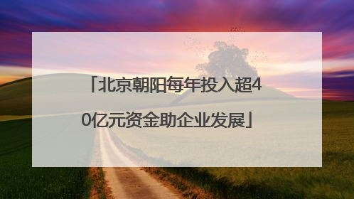 北京朝阳每年投入超40亿元资金助企业发展