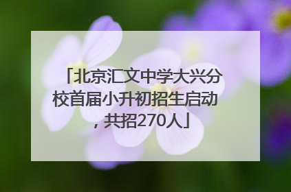 北京汇文中学大兴分校首届小升初招生启动，共招270人