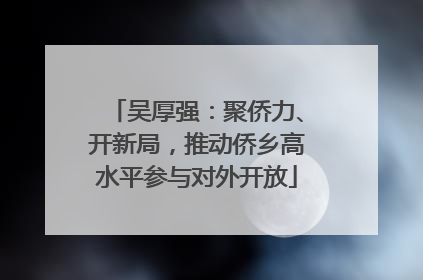 吴厚强：聚侨力、开新局，推动侨乡高水平参与对外开放