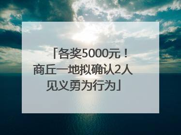 各奖5000元！商丘一地拟确认2人见义勇为行为