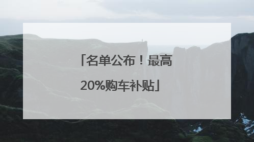 名单公布！最高20%购车补贴