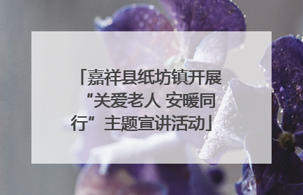 嘉祥县纸坊镇开展“关爱老人 安暖同行”主题宣讲活动