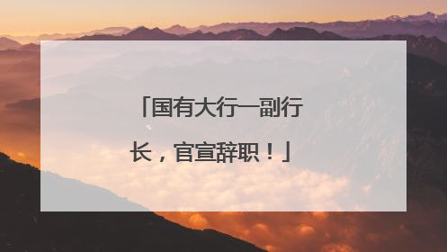 国有大行一副行长，官宣辞职！