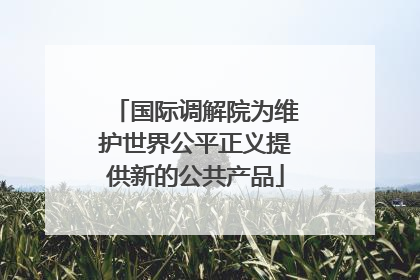 国际调解院为维护世界公平正义提供新的公共产品