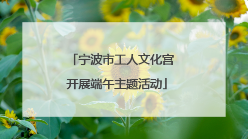 宁波市工人文化宫开展端午主题活动