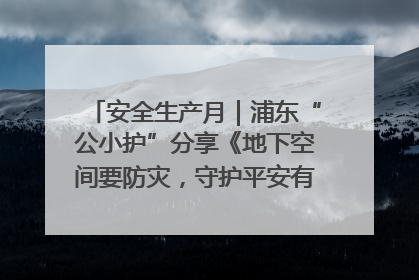 安全生产月｜浦东“公小护”分享《地下空间要防灾，守护平安有我在》安全谣