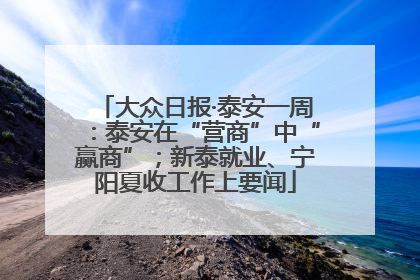 大众日报·泰安一周：泰安在“营商”中“赢商”；新泰就业、宁阳夏收工作上要闻
