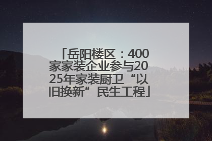 岳阳楼区：400家家装企业参与2025年家装厨卫“以旧换新”民生工程