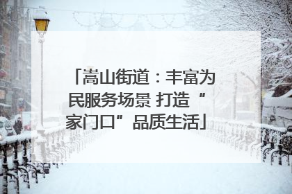 嵩山街道：丰富为民服务场景 打造“家门口”品质生活