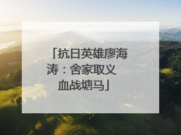 抗日英雄廖海涛：舍家取义 血战塘马