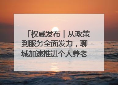 权威发布｜从政策到服务全面发力，聊城加速推进个人养老金制度落地