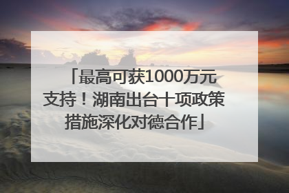 最高可获1000万元支持！湖南出台十项政策措施深化对德合作