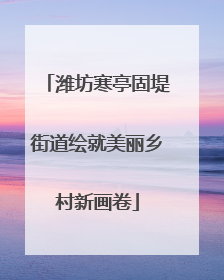 潍坊寒亭固堤街道绘就美丽乡村新画卷