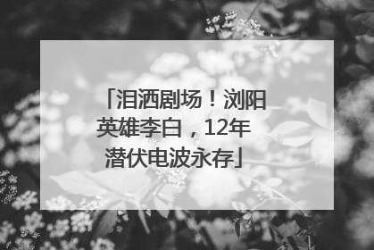 泪洒剧场！浏阳英雄李白，12年潜伏电波永存
