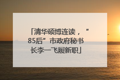 清华硕博连读，“85后”市政府秘书长李一飞履新职