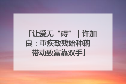 让爱无“碍”｜许加良：重疾致残始种藕 带动致富靠双手