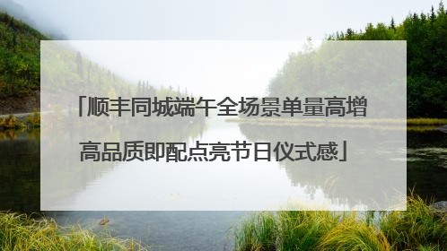 顺丰同城端午全场景单量高增 高品质即配点亮节日仪式感