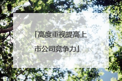 高度重视提高上市公司竞争力