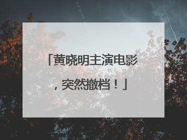 黄晓明主演电影，突然撤档！