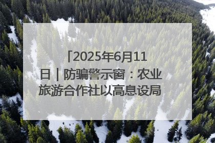 2025年6月11日｜防骗警示窗：农业旅游合作社以高息设局，集资380万