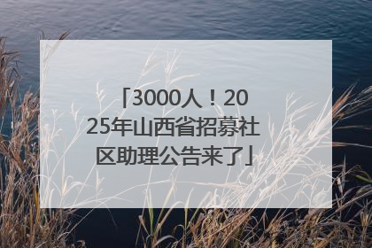3000人！2025年山西省招募社区助理公告来了