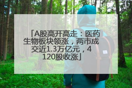 A股高开高走：医药生物板块领涨，两市成交近1.3万亿元，4120股收涨